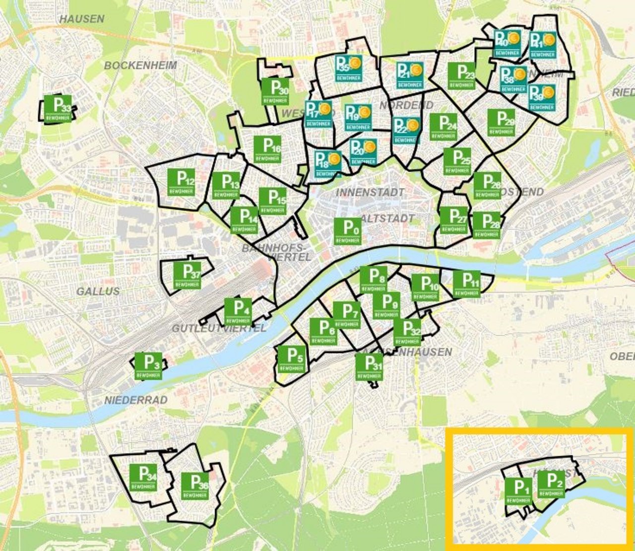 Bewohnerparkbereiche im Überblick